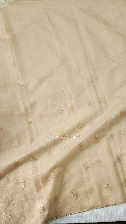 Kota applique saree with scalloped borders | Sand| KAP4