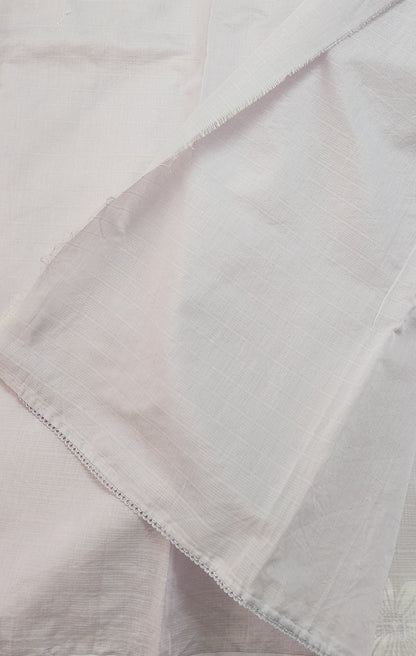 Kota saree with embroidery scalloped border and crochet lace edges| Light lavender |KT4