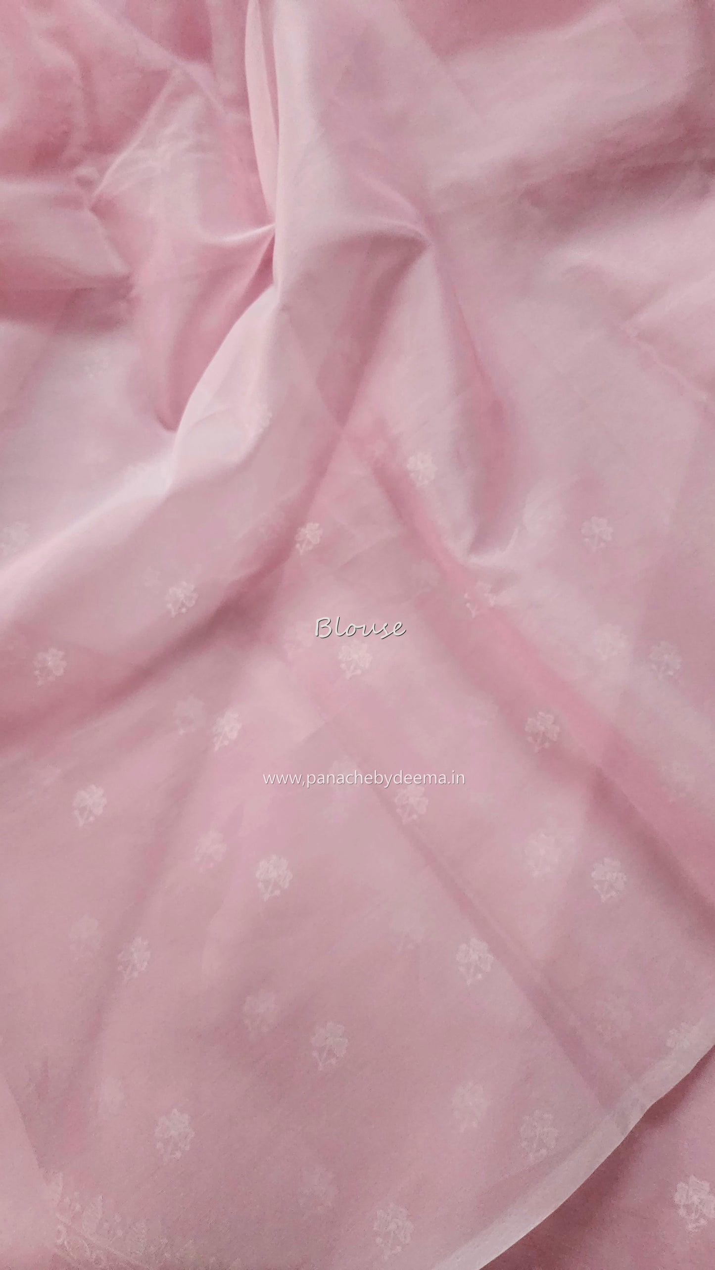 Organza saree with embroidery and lace edges | Baby pink | JH01