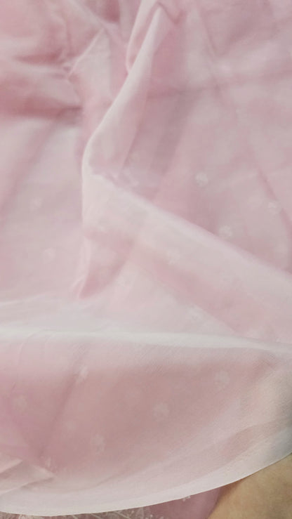 Organza saree with embroidery and lace edges | Baby pink | JH01