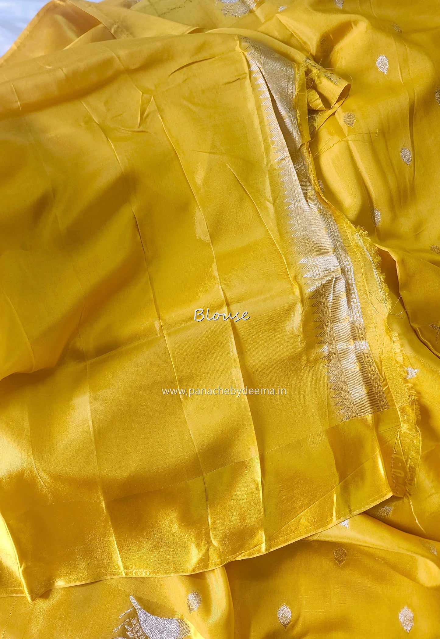 Semi raw mango silk saree with satin borders | Yellow | RM2