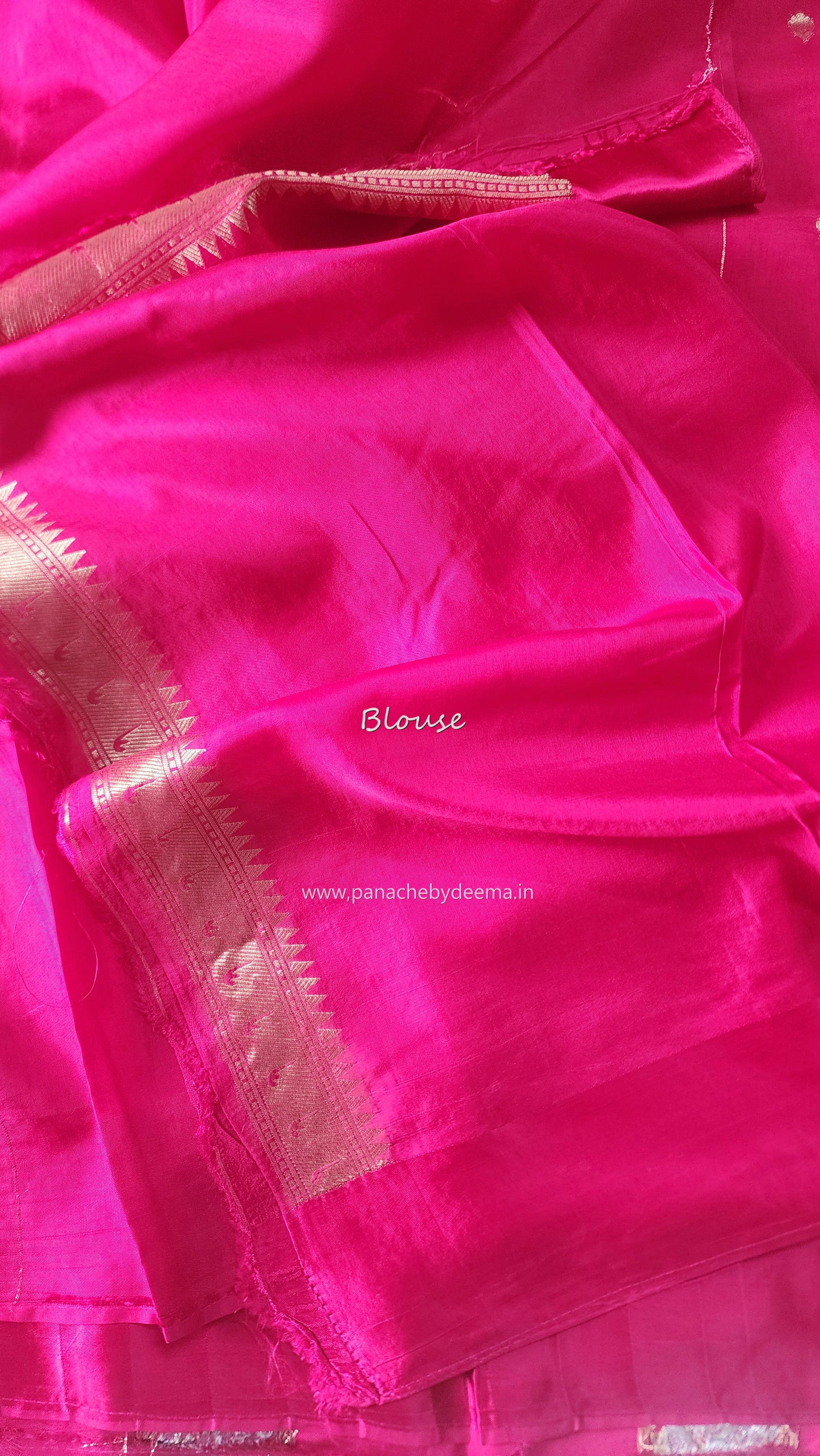 Semi raw mango silk saree with satin borders | Pink| RM1