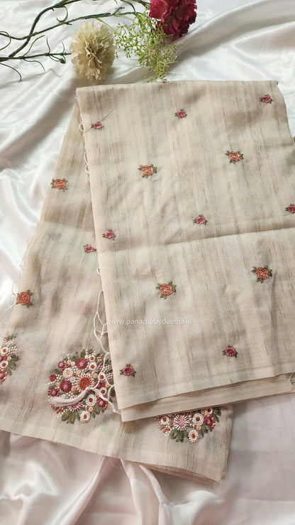Kota saree with beautiful embroidery| Light Cream| KO1