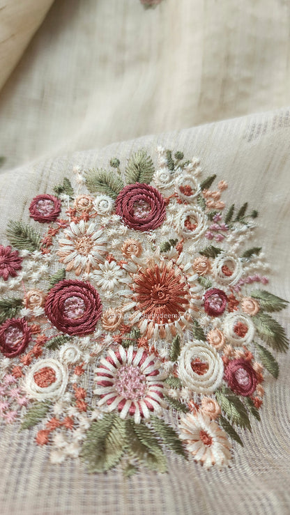 Kota saree with beautiful embroidery| Light Cream| KO1