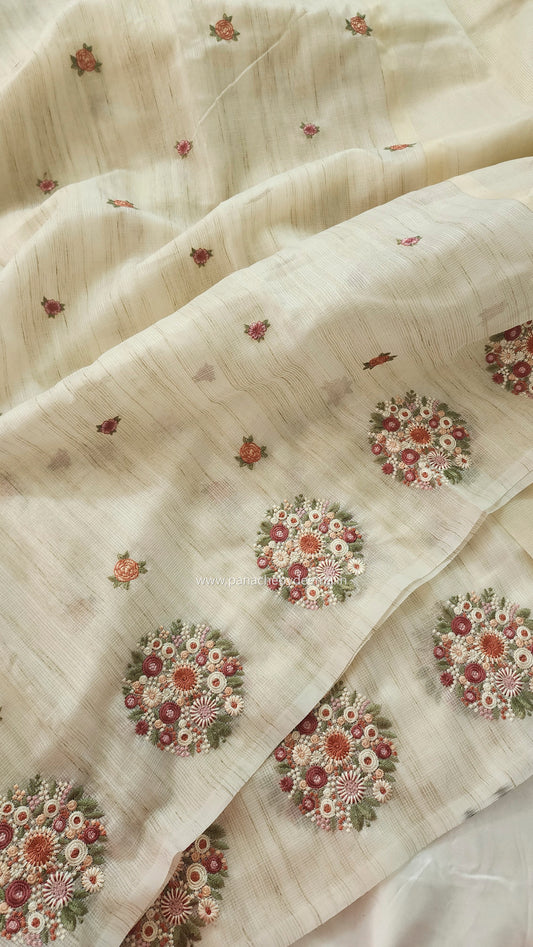 Kota saree with beautiful embroidery| Light Cream| KO1