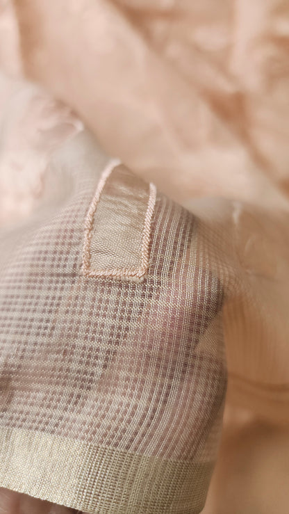 Silky Kota saree with tissue applique | Peach| KAP9