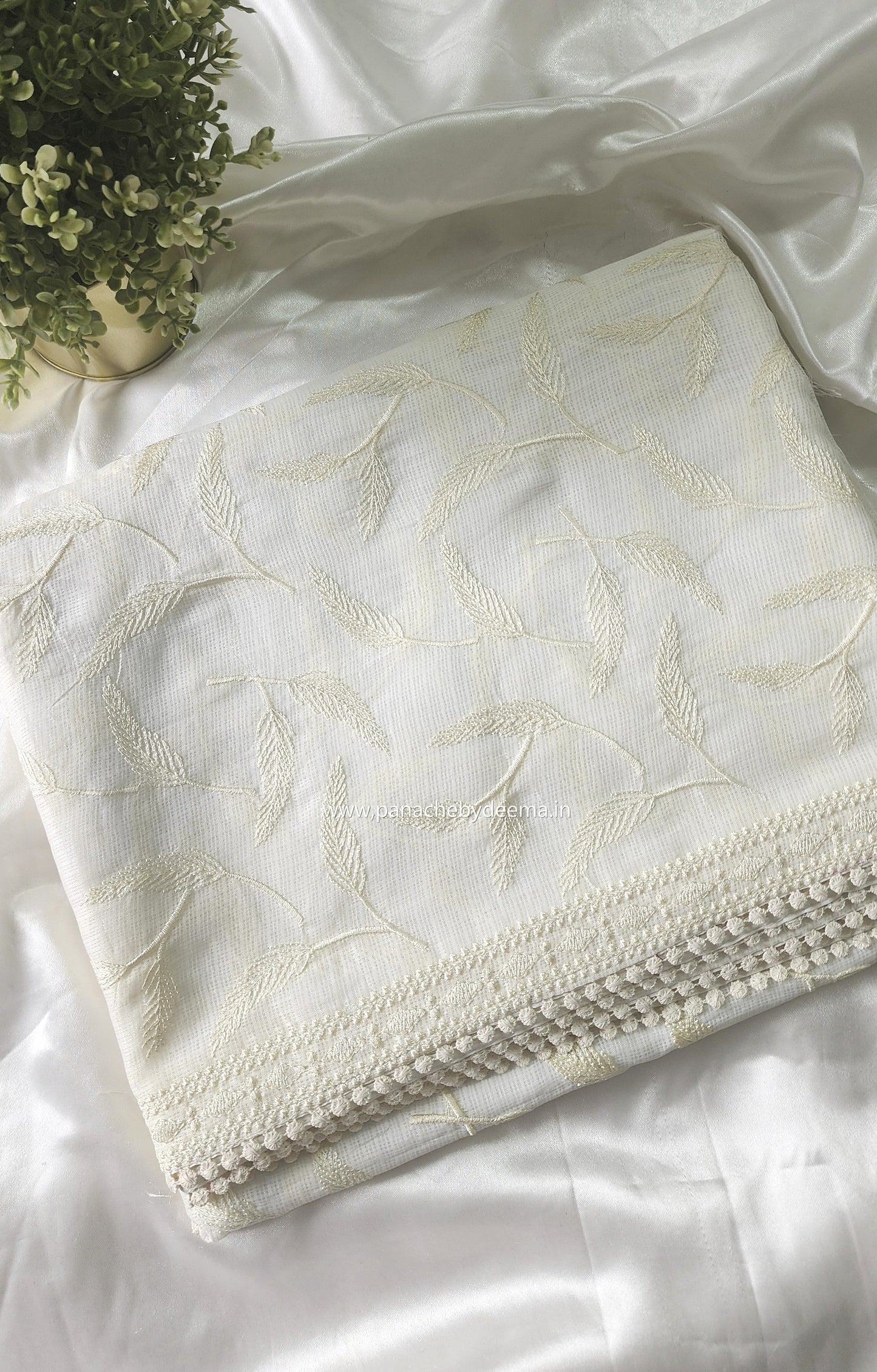 Milky White silky Kota saree with embroidery  |Milky White| WK1