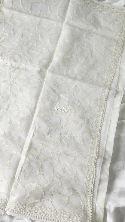 Milky White silky Kota saree with embroidery  |Milky White| WK1