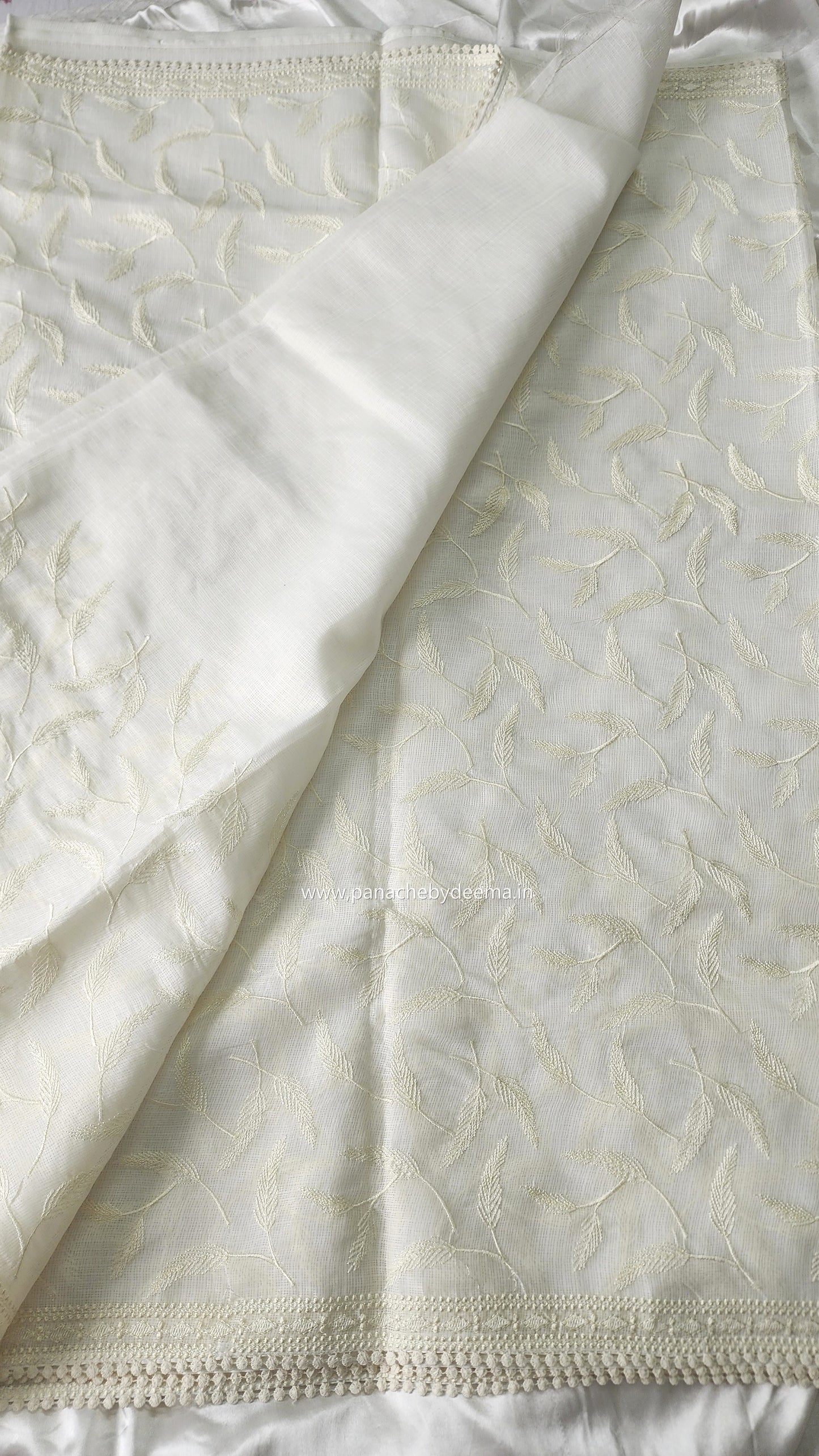 Milky White silky Kota saree with embroidery  |Milky White| WK1