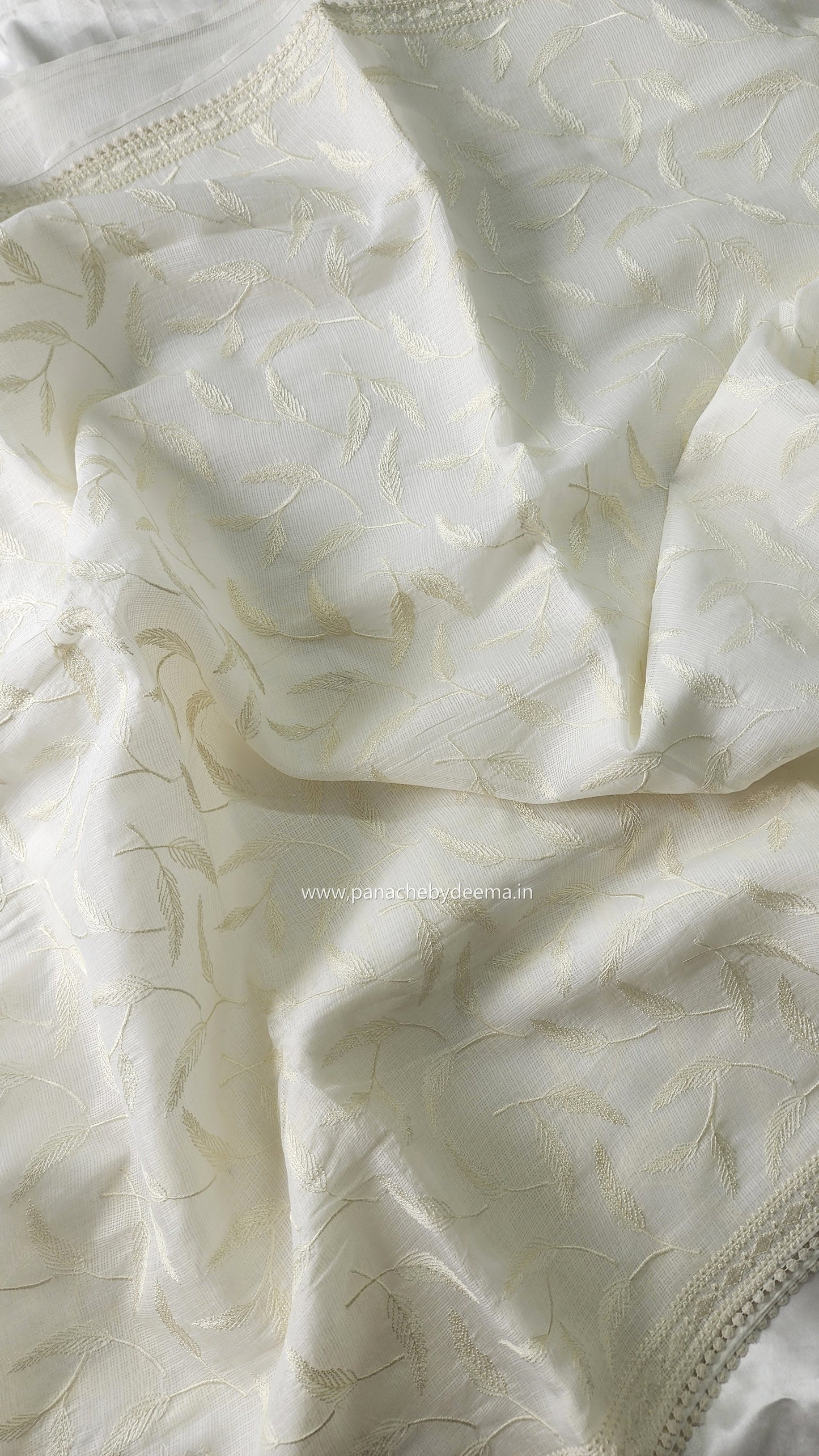 Milky White silky Kota saree with embroidery  |Milky White| WK1