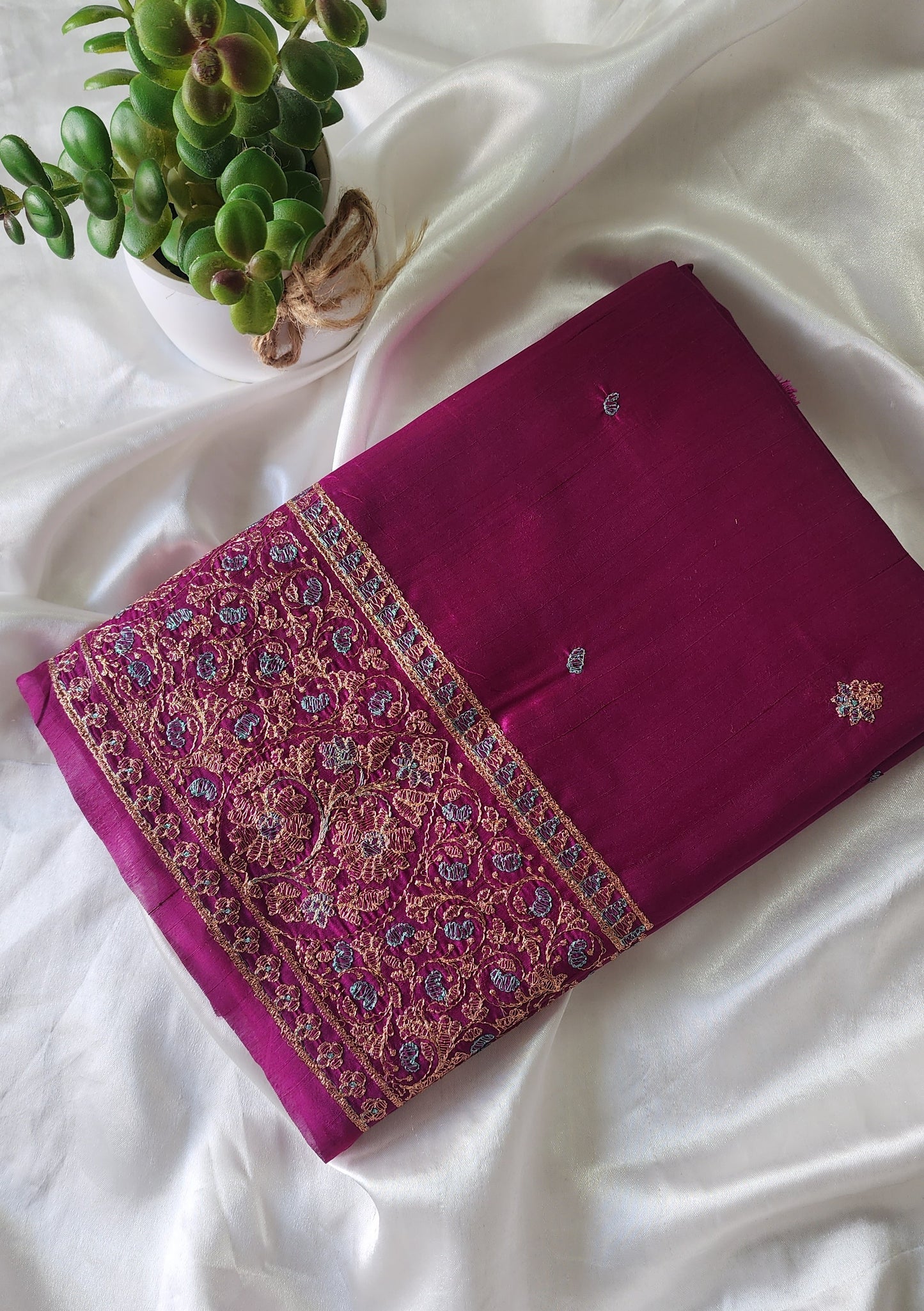 Matka silk designer saree with heavy embroidery | Vadamalli shade | MT6