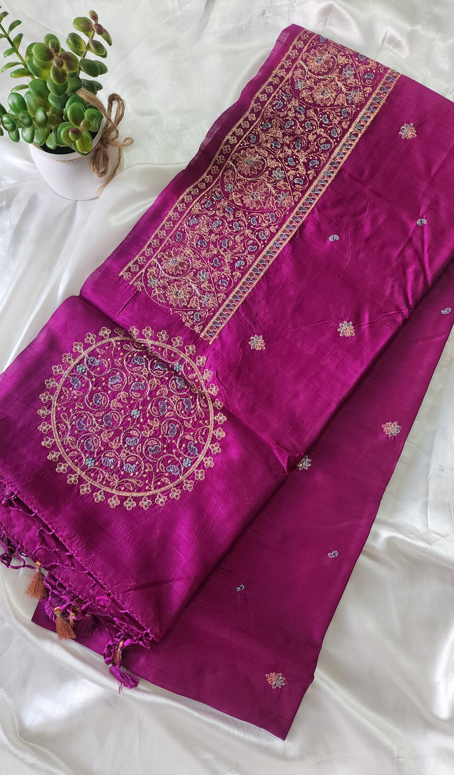 Matka silk designer saree with heavy embroidery | Vadamalli shade | MT6