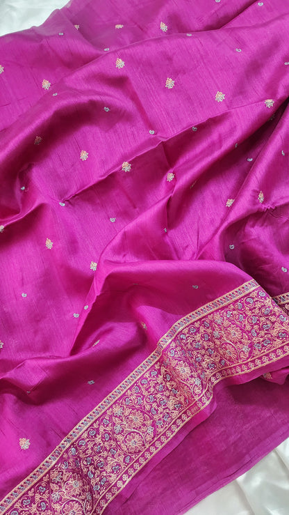 Matka silk designer saree with heavy embroidery | Vadamalli shade | MT6
