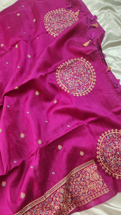 Matka silk designer saree with heavy embroidery | Vadamalli shade | MT6