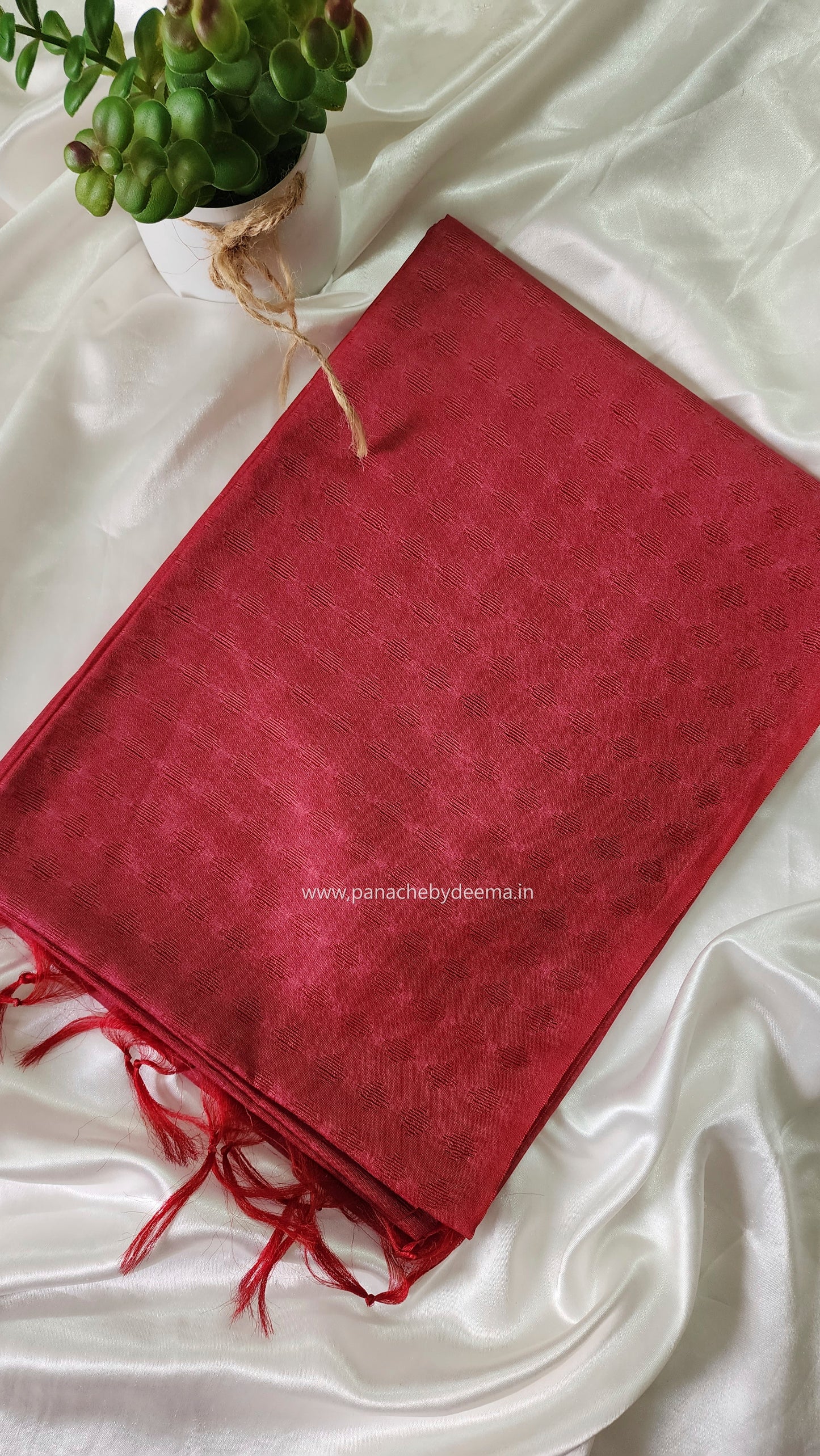 Semi tussar saree with weaving pattern and sequinned pallu | Pinkish Red | S102