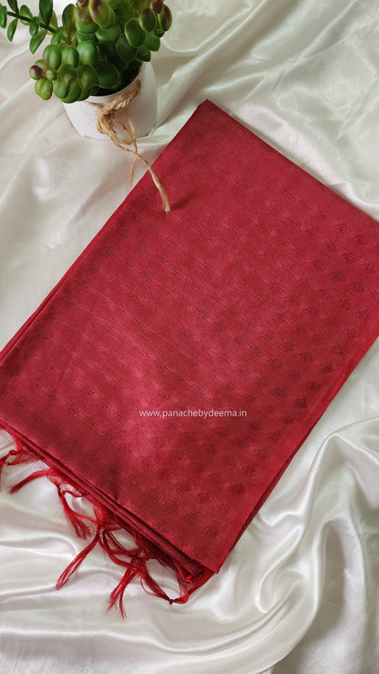Semi tussar saree with weaving pattern and sequinned pallu | Pinkish Red | S102