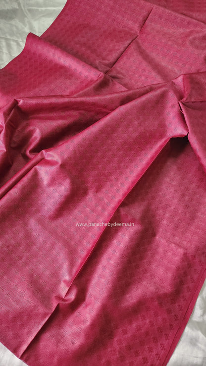 Semi tussar saree with weaving pattern and sequinned pallu | Pinkish Red | S102