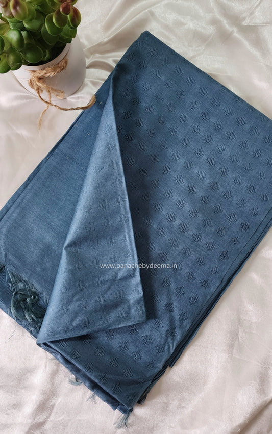 Semi tussar saree with weaving pattern and sequinned pallu |Slate Blue | S103