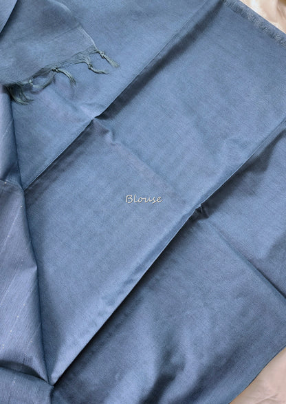 Semi tussar saree with weaving pattern and sequinned pallu |Slate Blue | S103