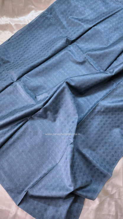 Semi tussar saree with weaving pattern and sequinned pallu |Slate Blue | S103
