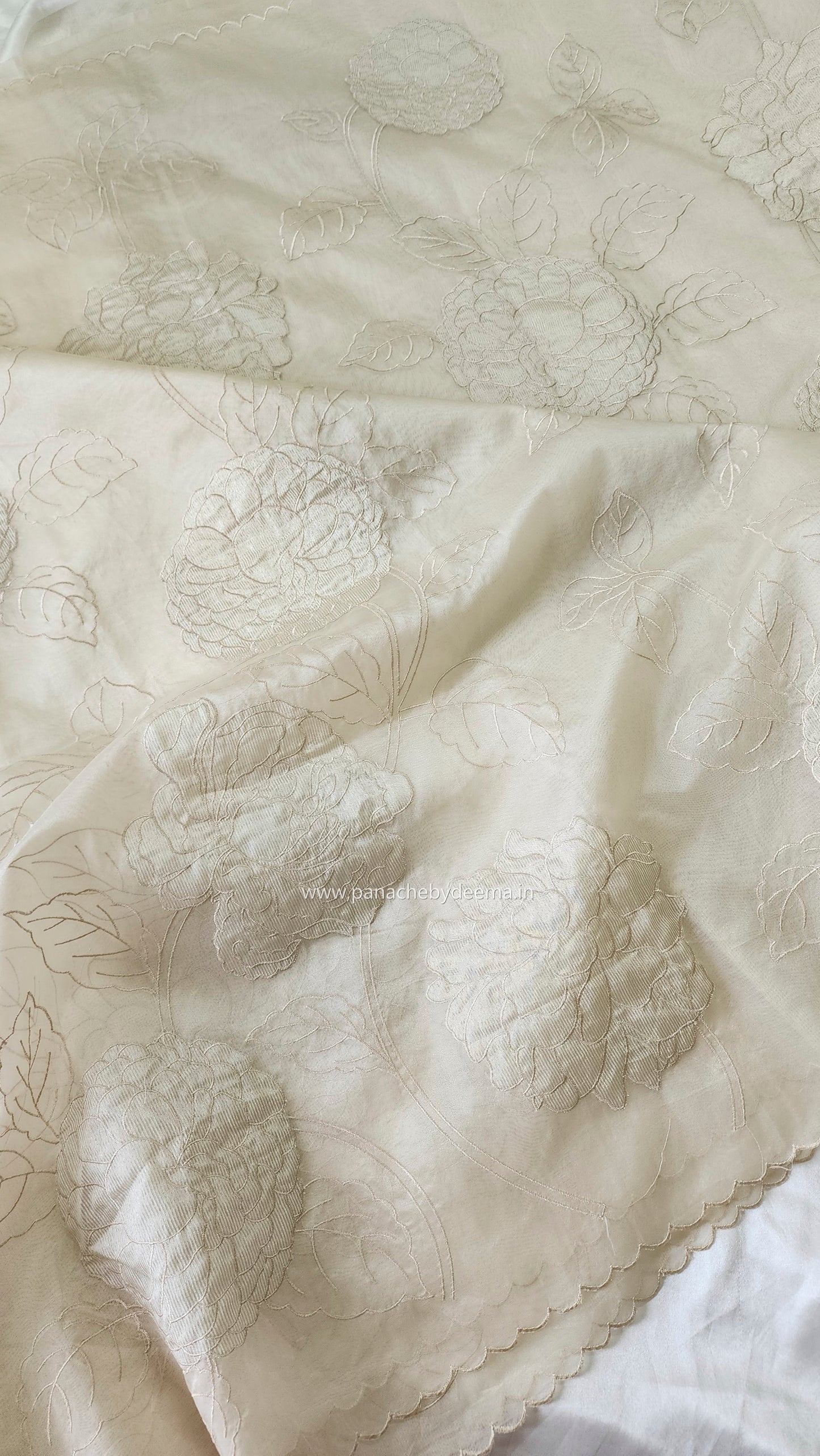 Organza saree with tissue applique work and embroidery |Ivory| TSA1