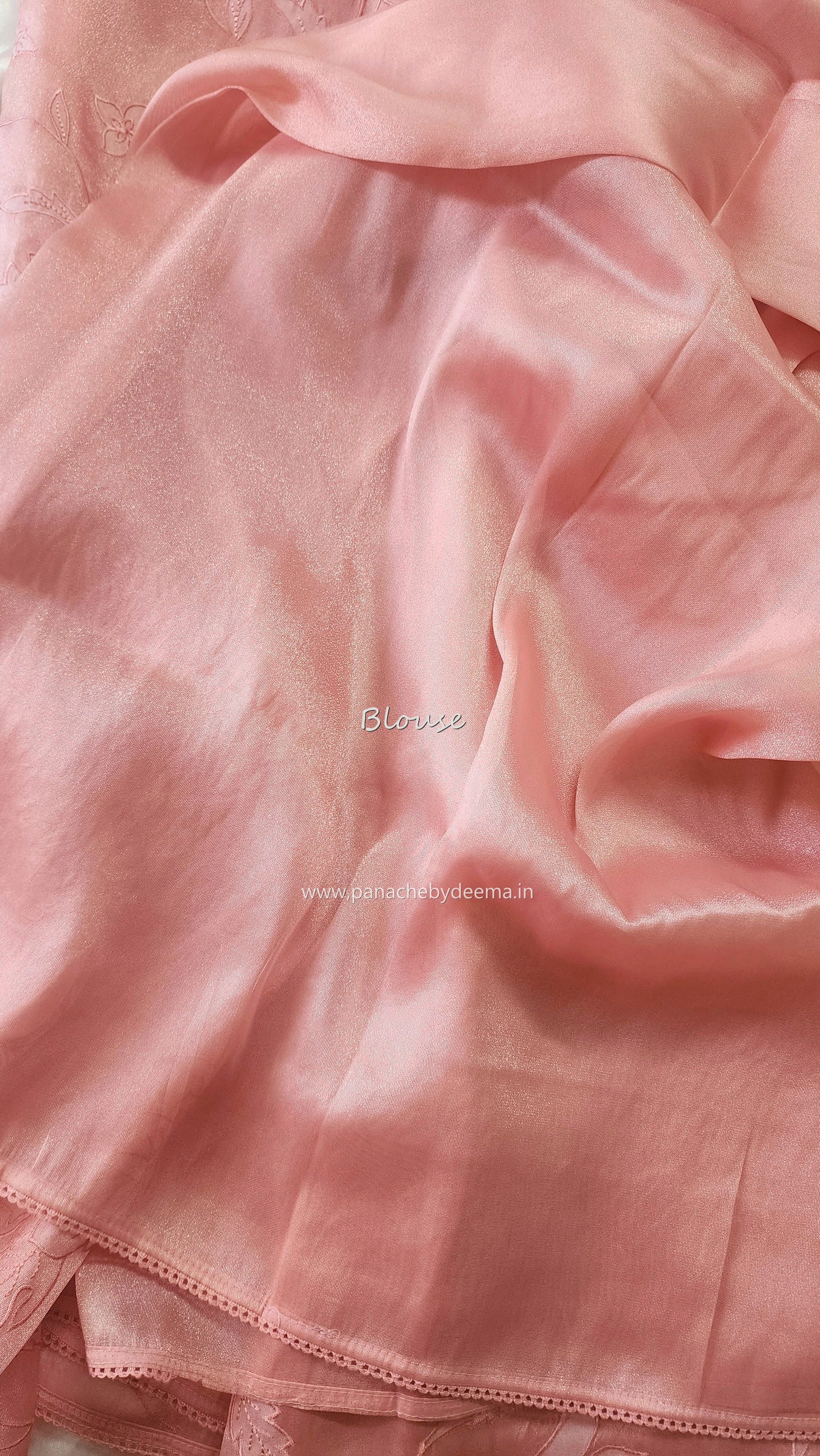 Soft chandaniya saree with  applique work | Peach |CO2