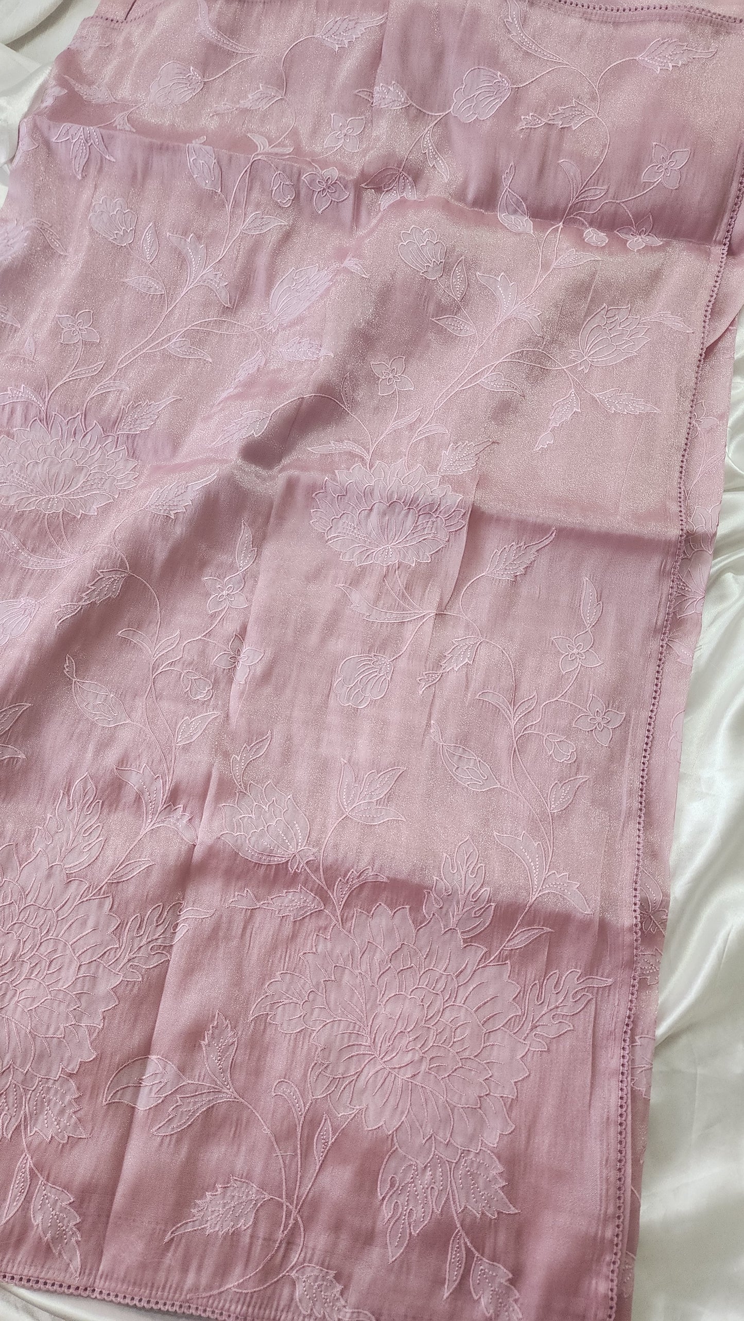 Soft chandaniya saree with  applique work | Mauve pink |CO3