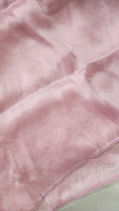 Soft chandaniya saree with  applique work | Mauve pink |CO3