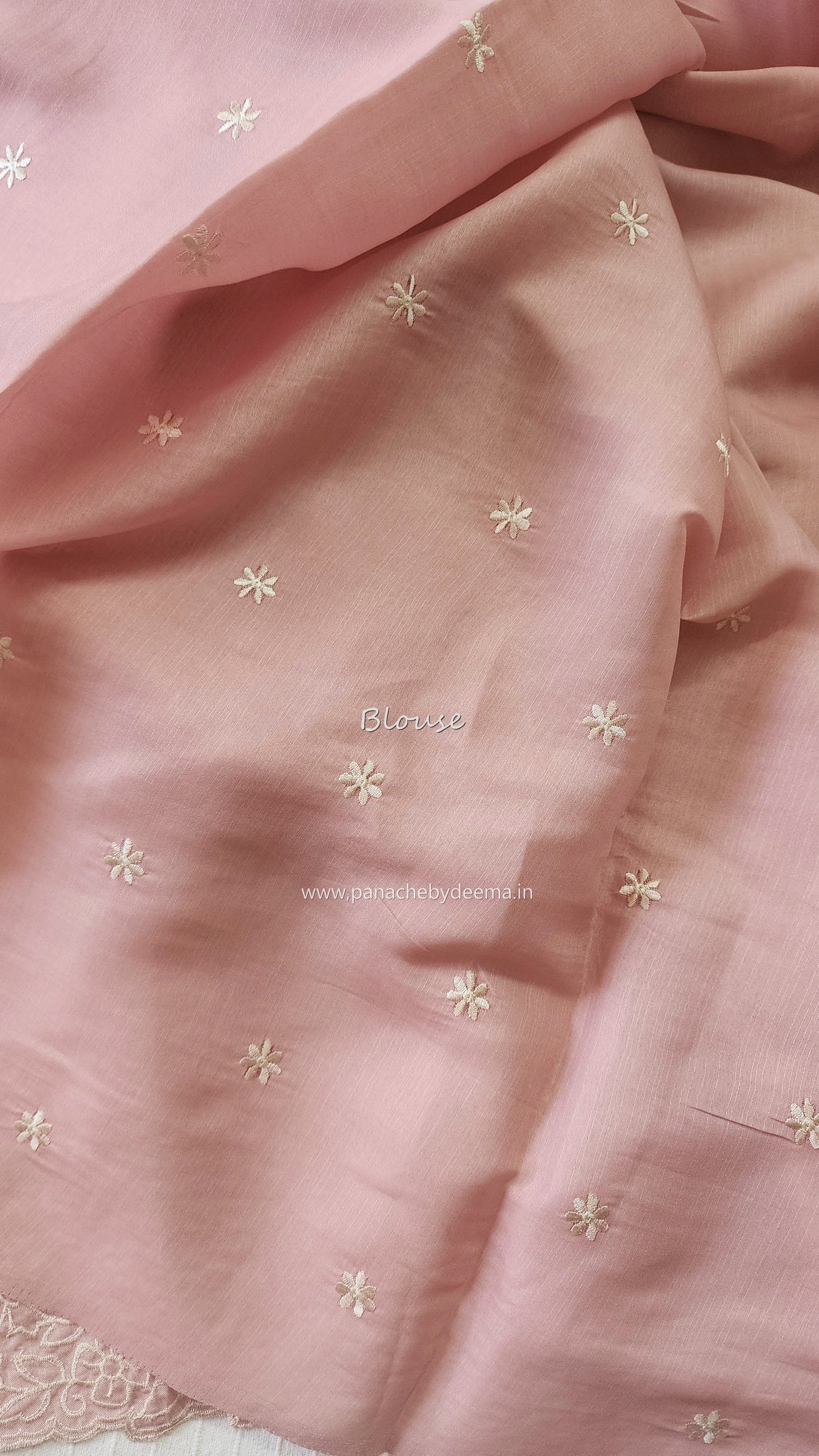 Semi tussar applique cut work saree with scalloped borders | Peach | SOT2