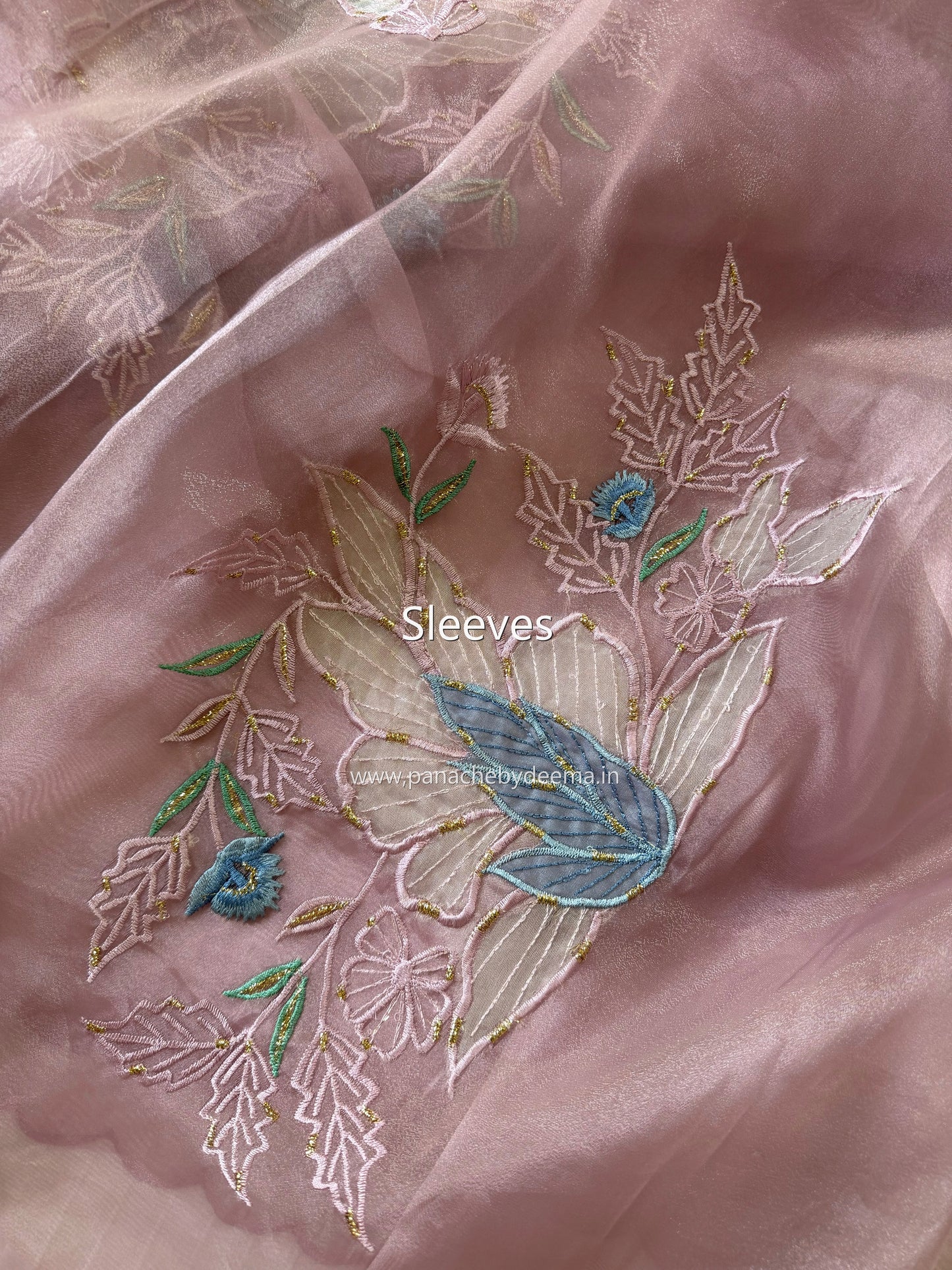 Organza saree with applique work | Mauve pink |GL10