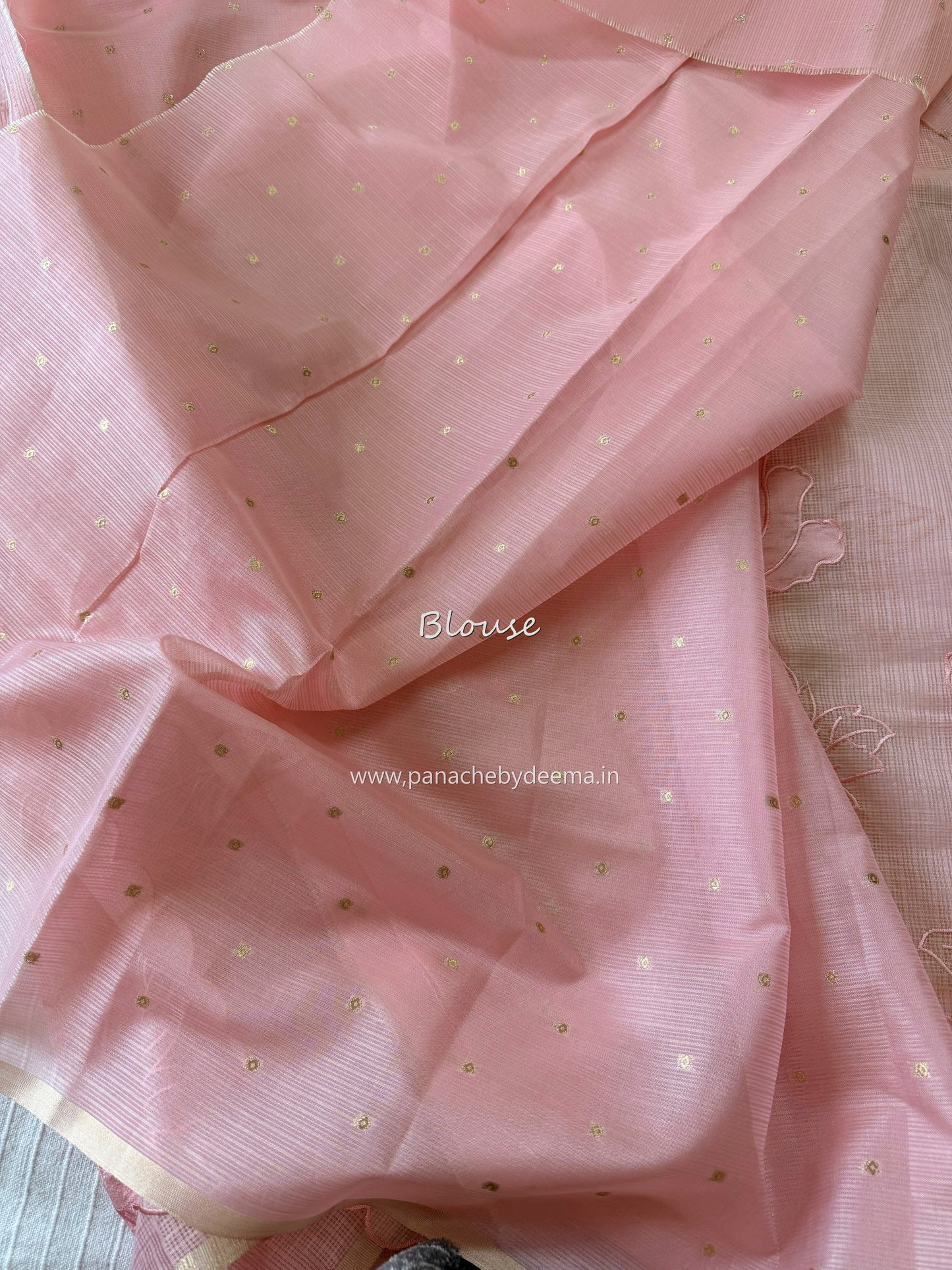 Silky Kota saree with applique work | Pink | KAP10
