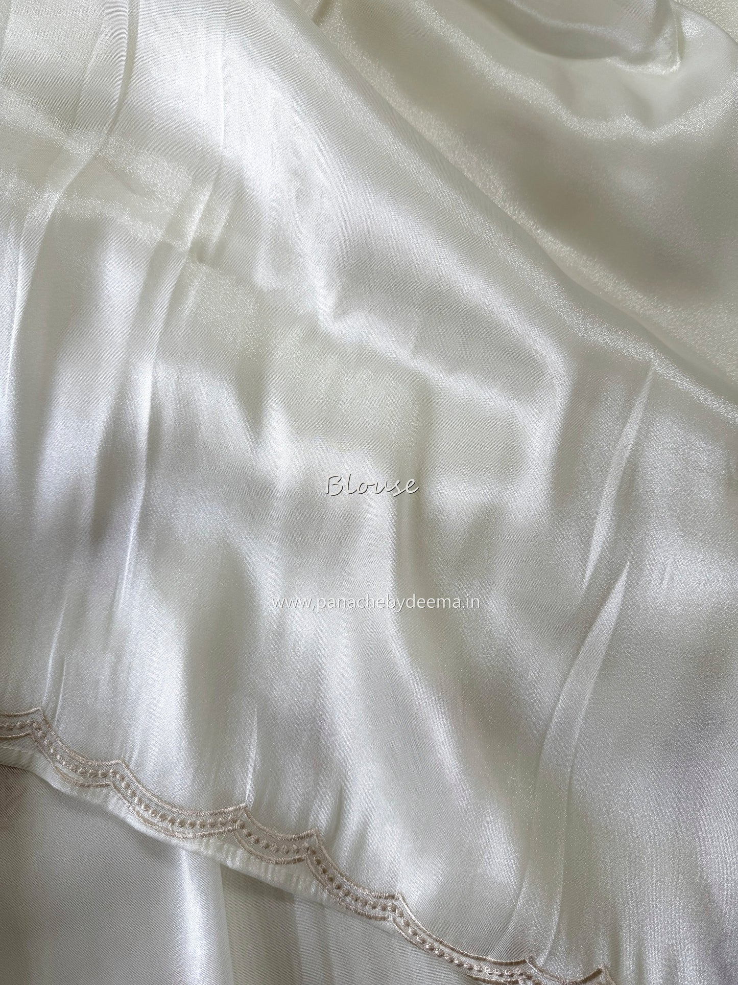 Soft chandaniya saree with embroidery and scalloped work| Milky white |AW1