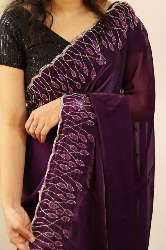 Desiger saree with heavy handwork| Dark violet | TS5