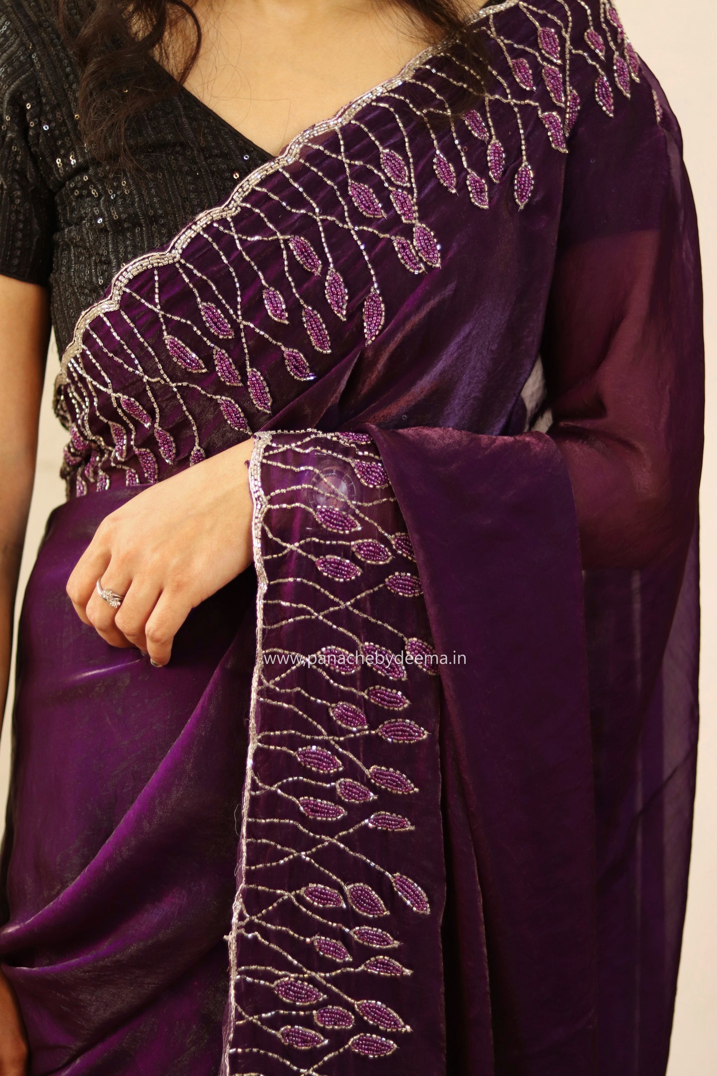 Desiger saree with heavy handwork| Dark violet | TS5