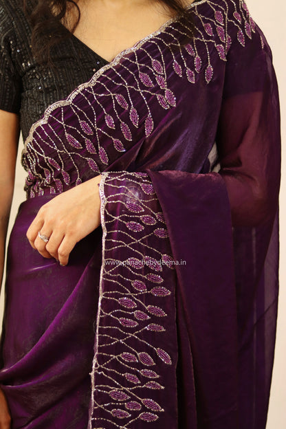 Desiger saree with heavy handwork| Dark violet | TS5