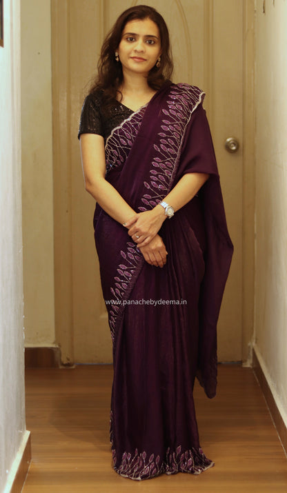 Desiger saree with heavy handwork| Dark violet | TS5