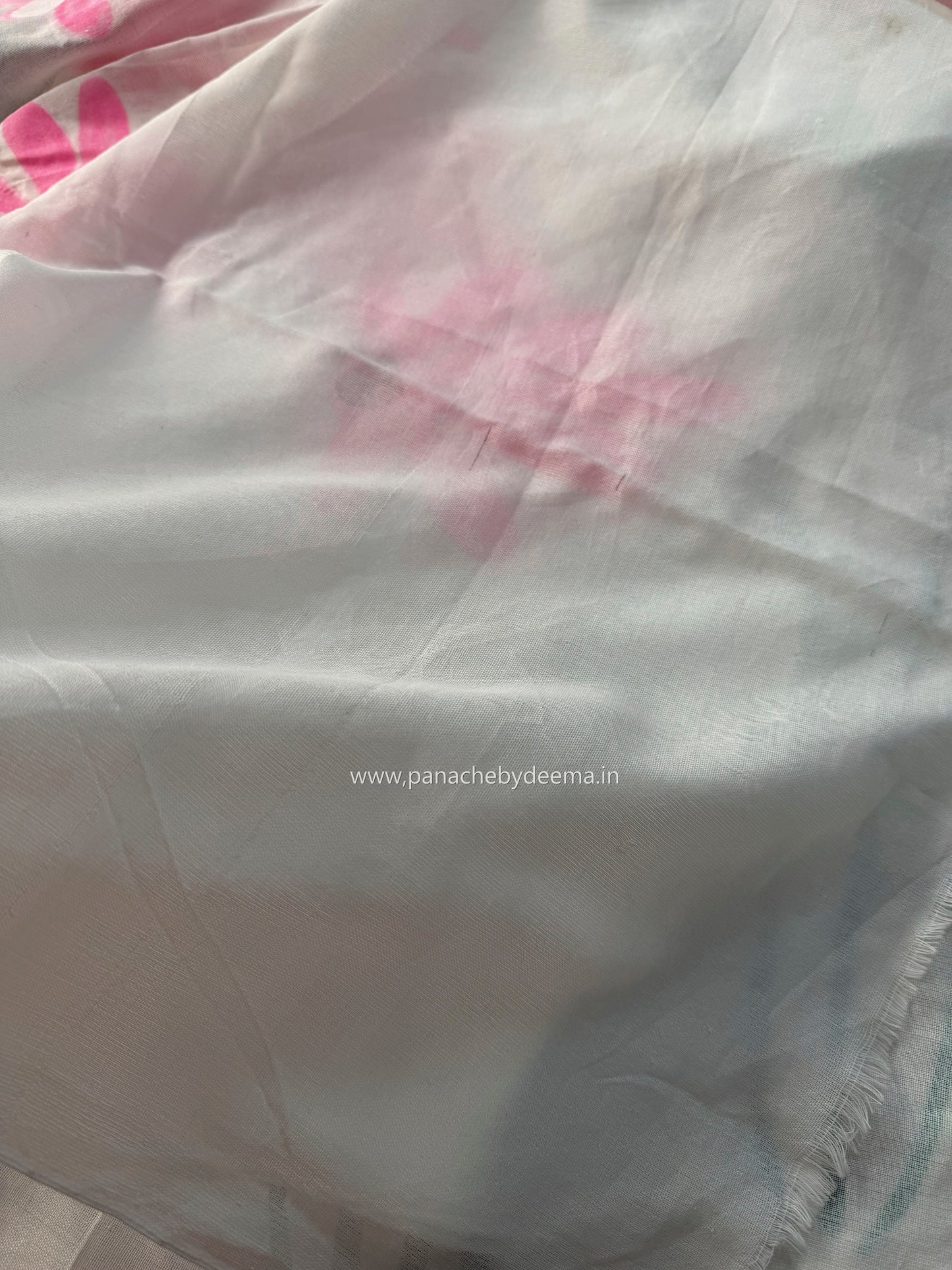 Mul cotton saree handpainted flowers  |white| K12
