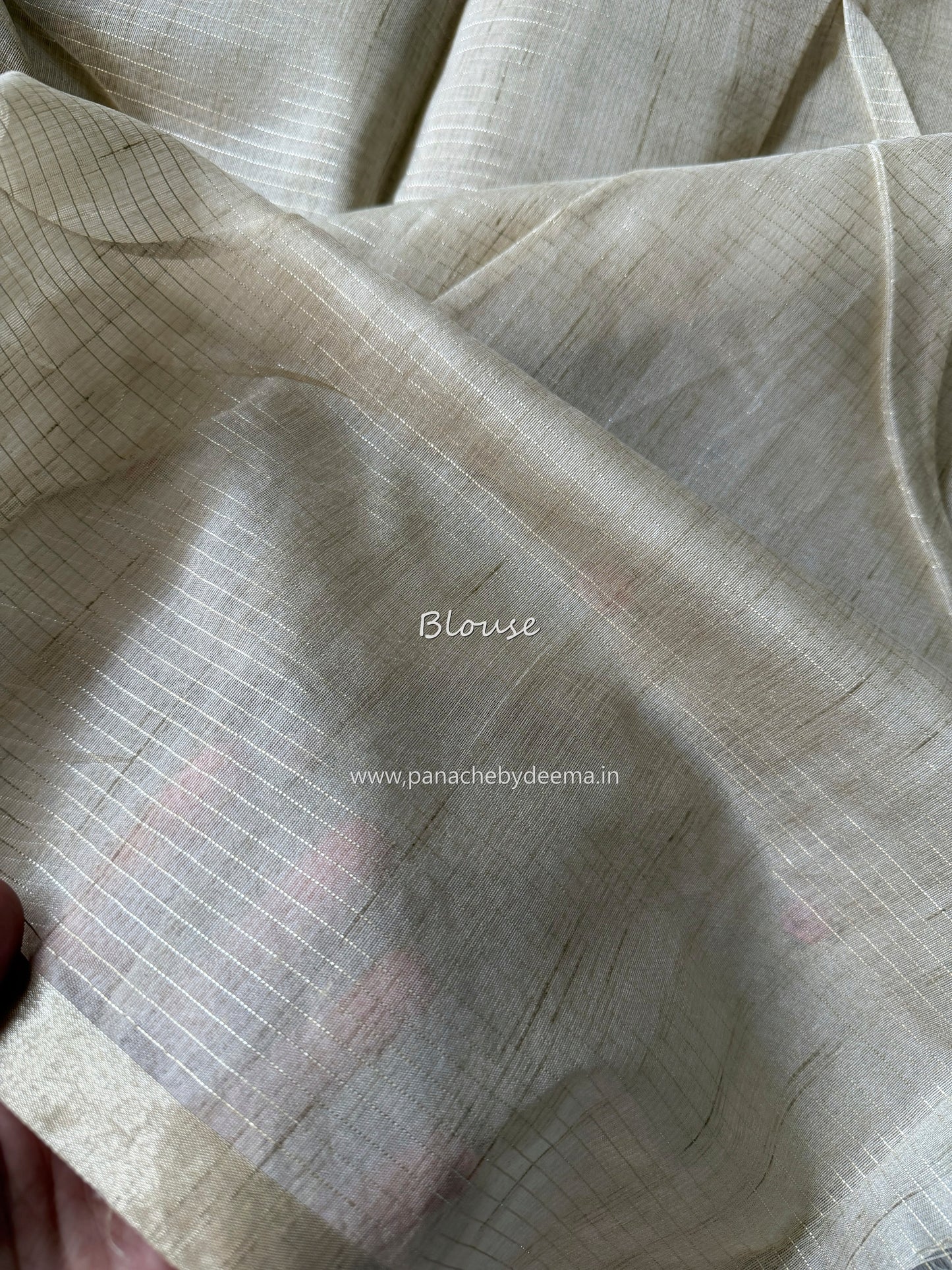 Chapa tussar saree with beautiful embroidery and subtle golden borders| Light Chikku shade| KO2