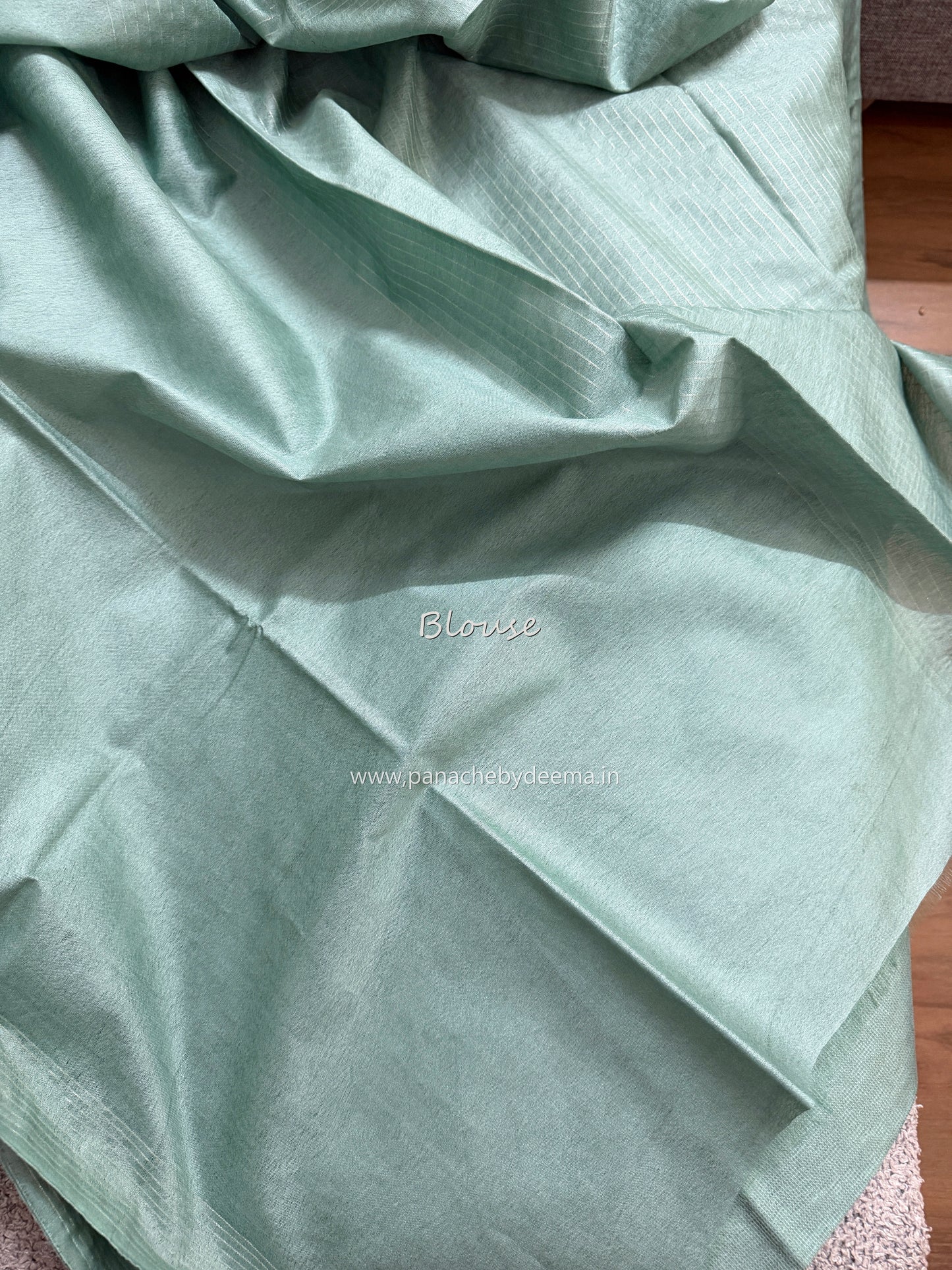 Semi tussar saree with silver zari weaving and striped borders| green| D8