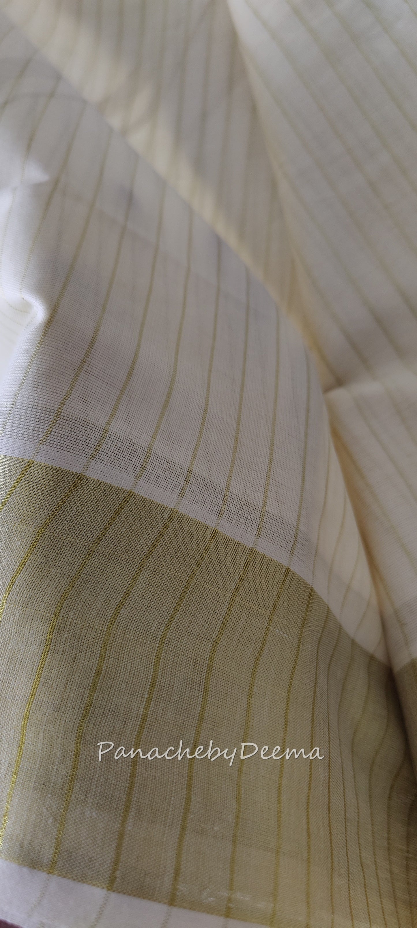 Kerala saree cotton golden stripe saree | ON101