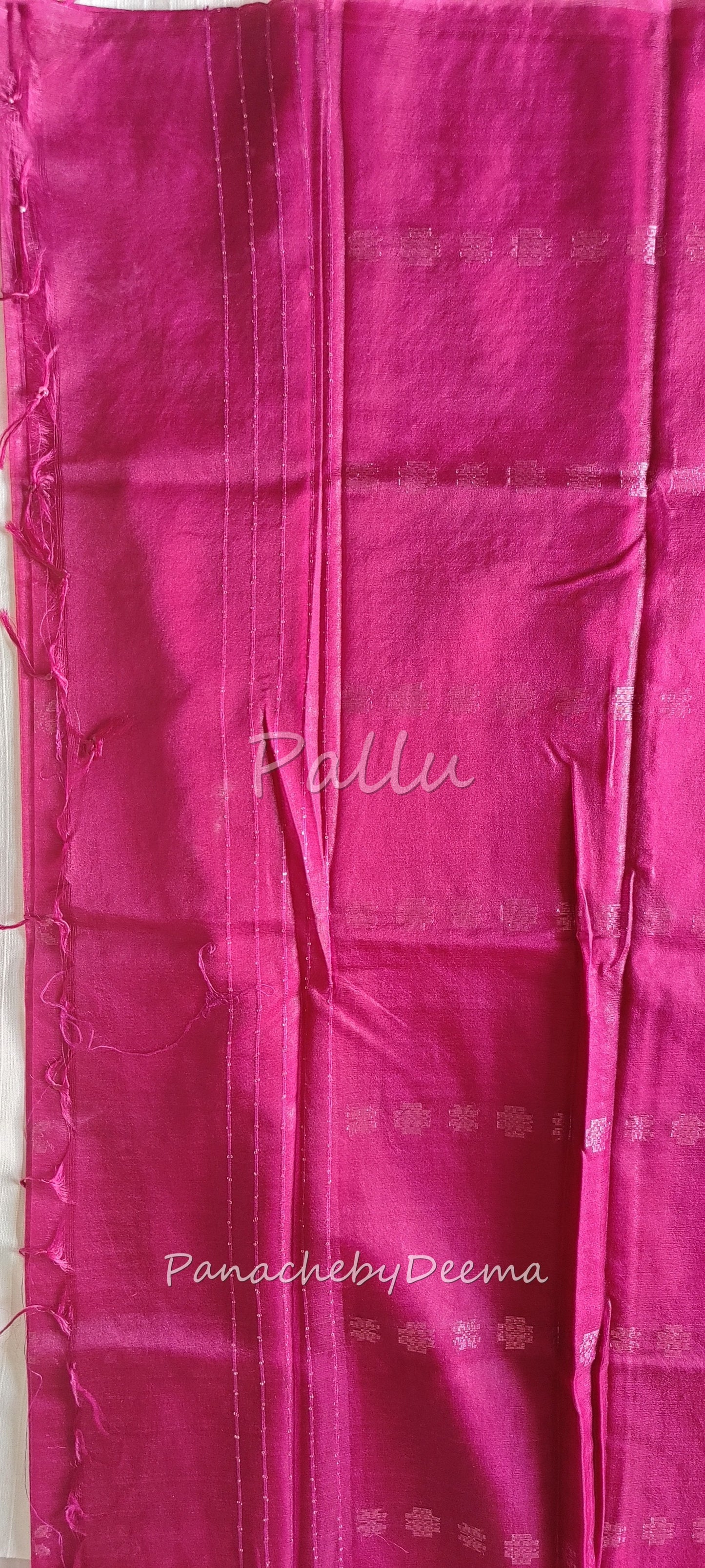 Beautiful semi organza saree with rose gold zari weaving all over body and sequined pallu | Dark pink | OR102