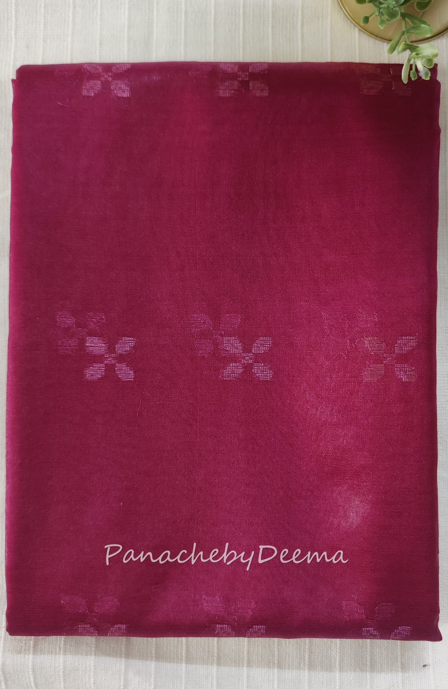 Beautiful semi organza saree with rose gold zari weaving all over body and sequined pallu | Dark pink | OR102