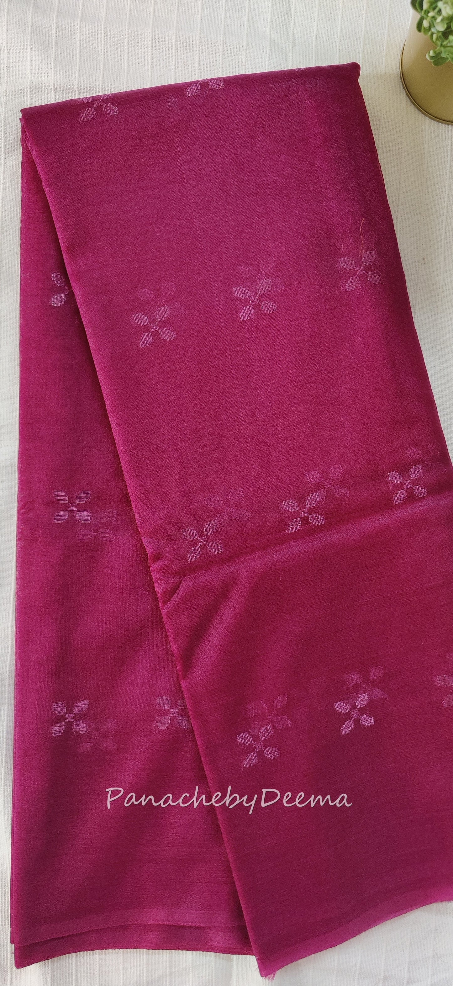 Beautiful semi organza saree with rose gold zari weaving all over body and sequined pallu | Dark pink | OR102