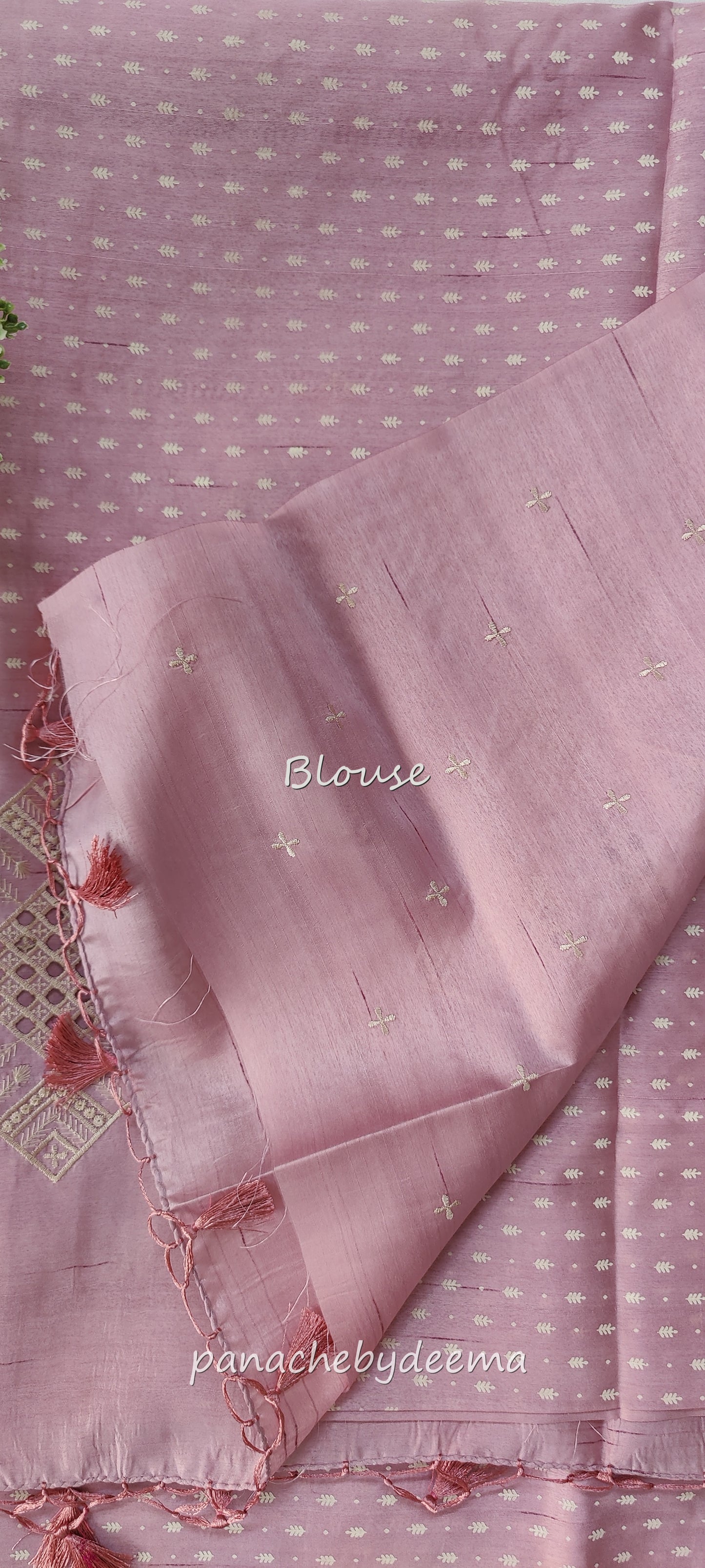 Beautiful semi tussar saree cut work border | Pastel pink | CT100