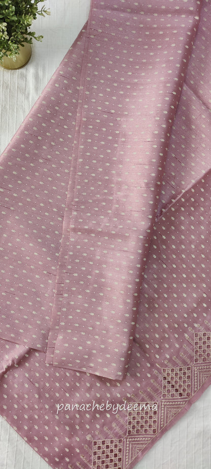 Beautiful semi tussar saree cut work border | Pastel pink | CT100