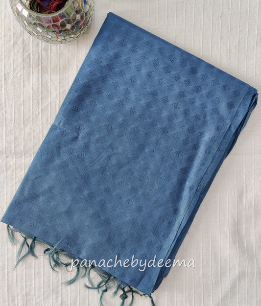 Semi tussar saree with weaving pattern and sequinned pallu | Teal blue | S103