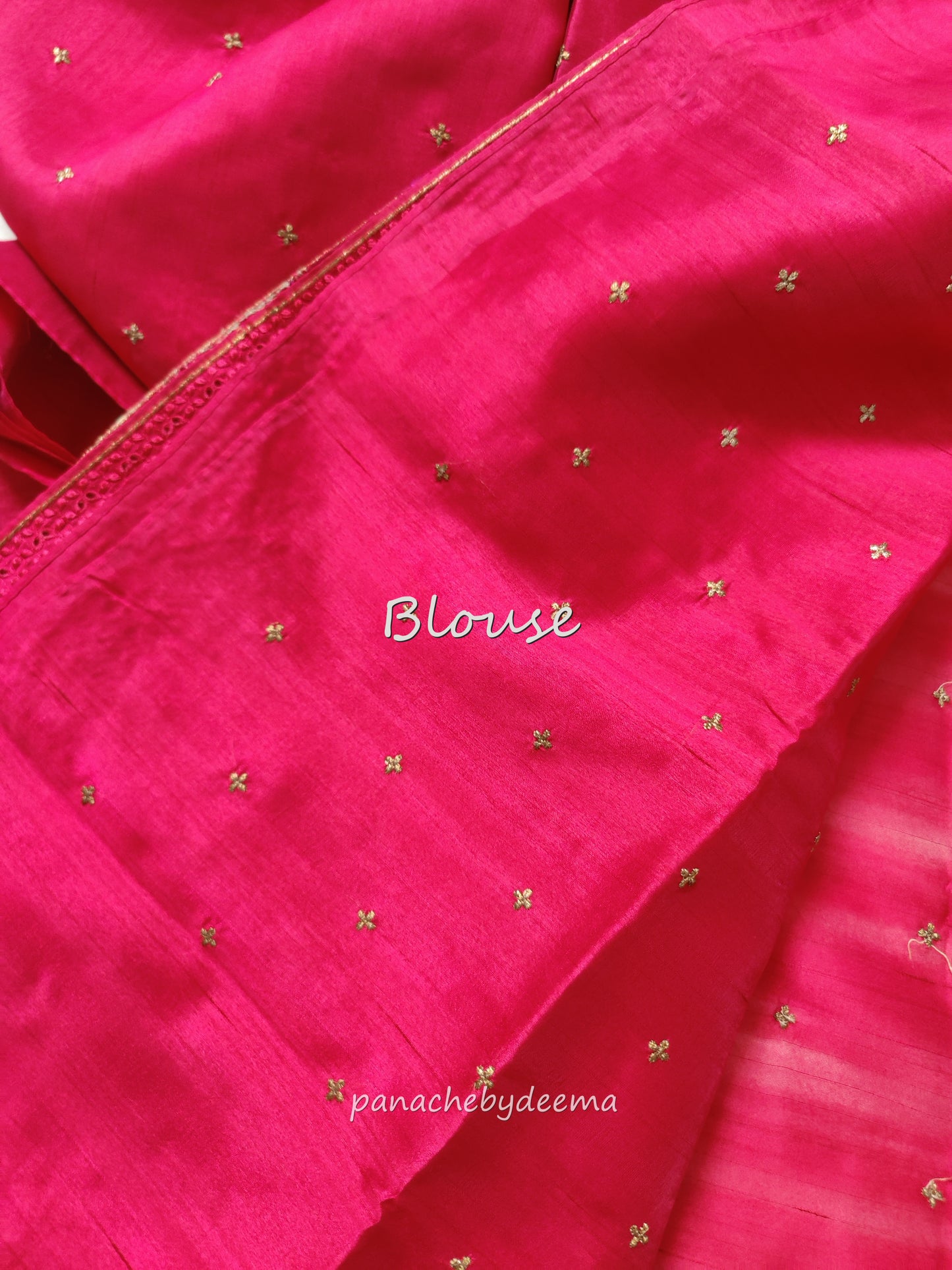 Semi raw silk designer saree with cut work borders and embroidery | Dark Pink | DY7
