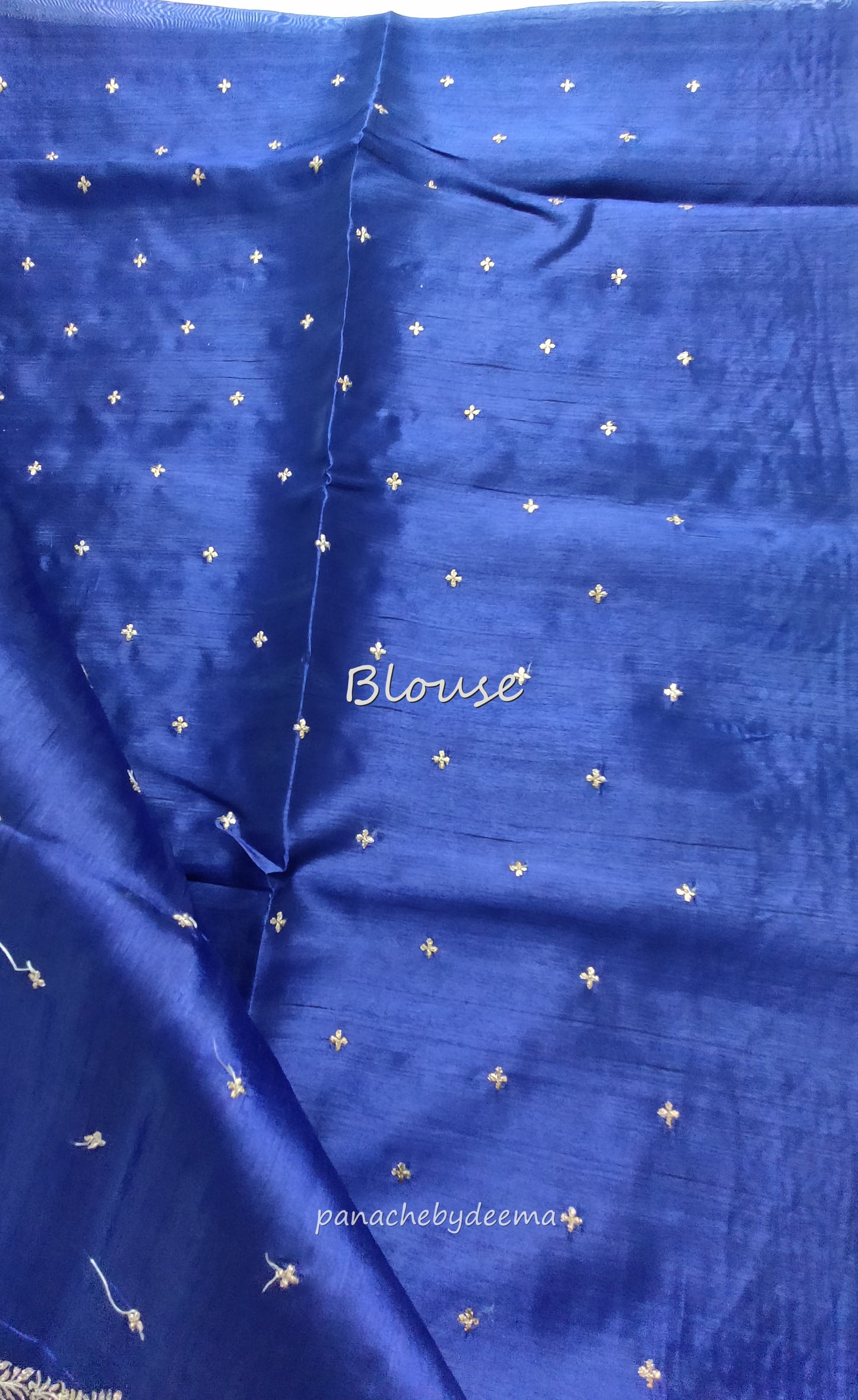 Semi raw silk designer saree with cut work borders and embroidery | Dark Blue | DY6