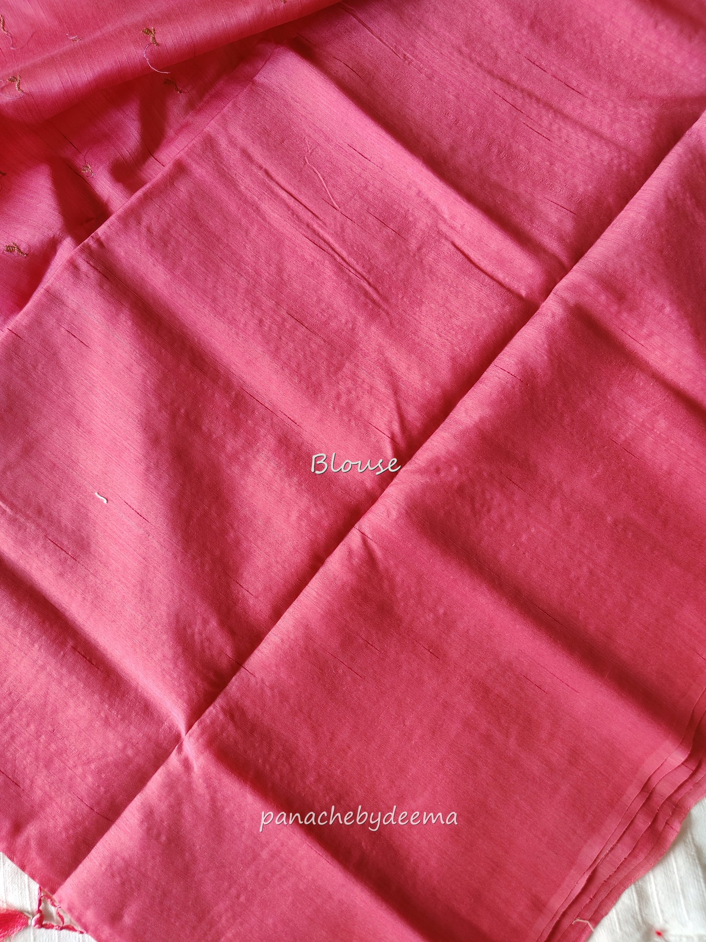 Look festive ready in this premium semi raw silk designer saree with beautiful copper zari embroidery | Light pink | P14