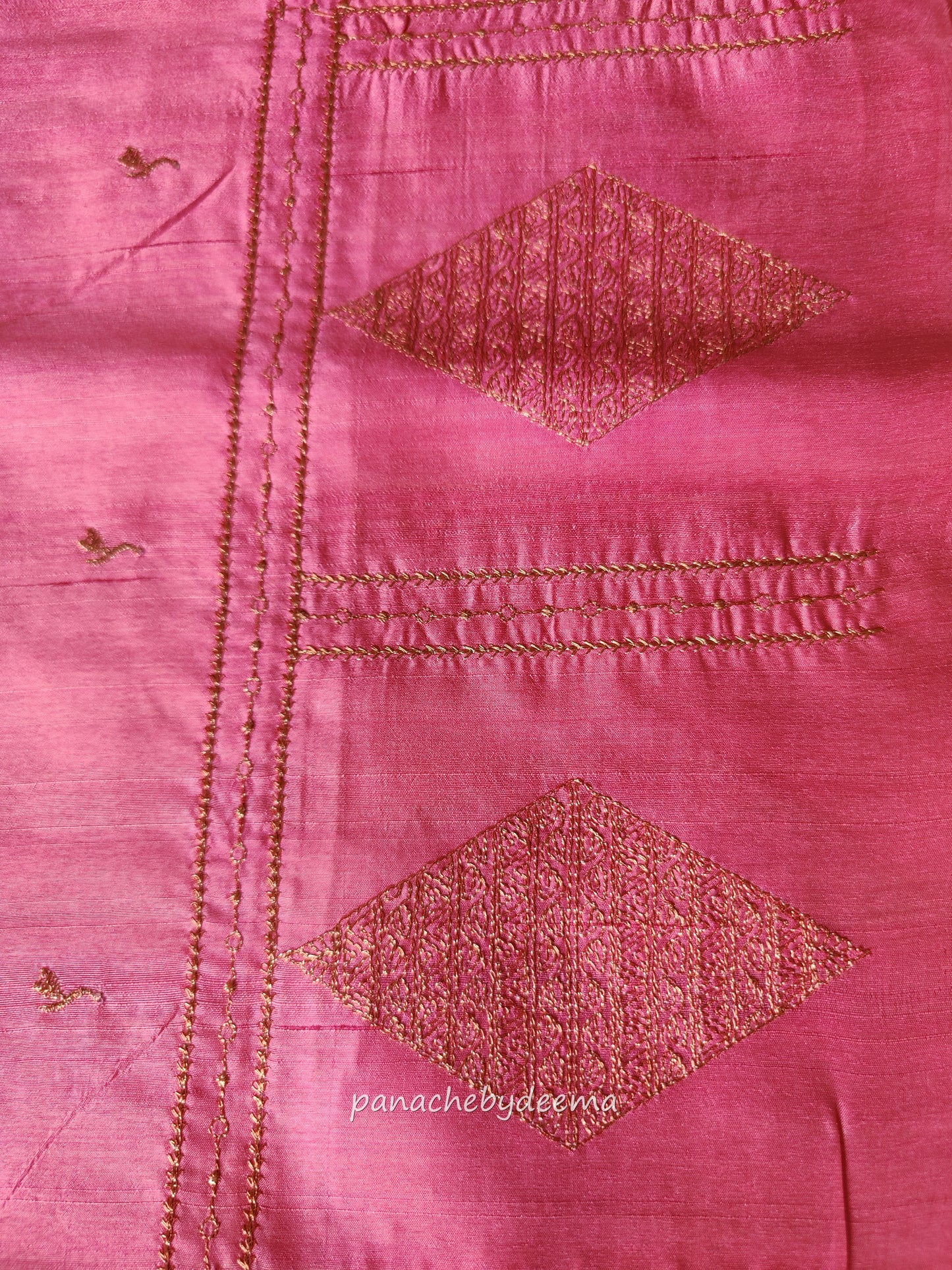 Look festive ready in this premium semi raw silk designer saree with beautiful copper zari embroidery | Light pink | P14